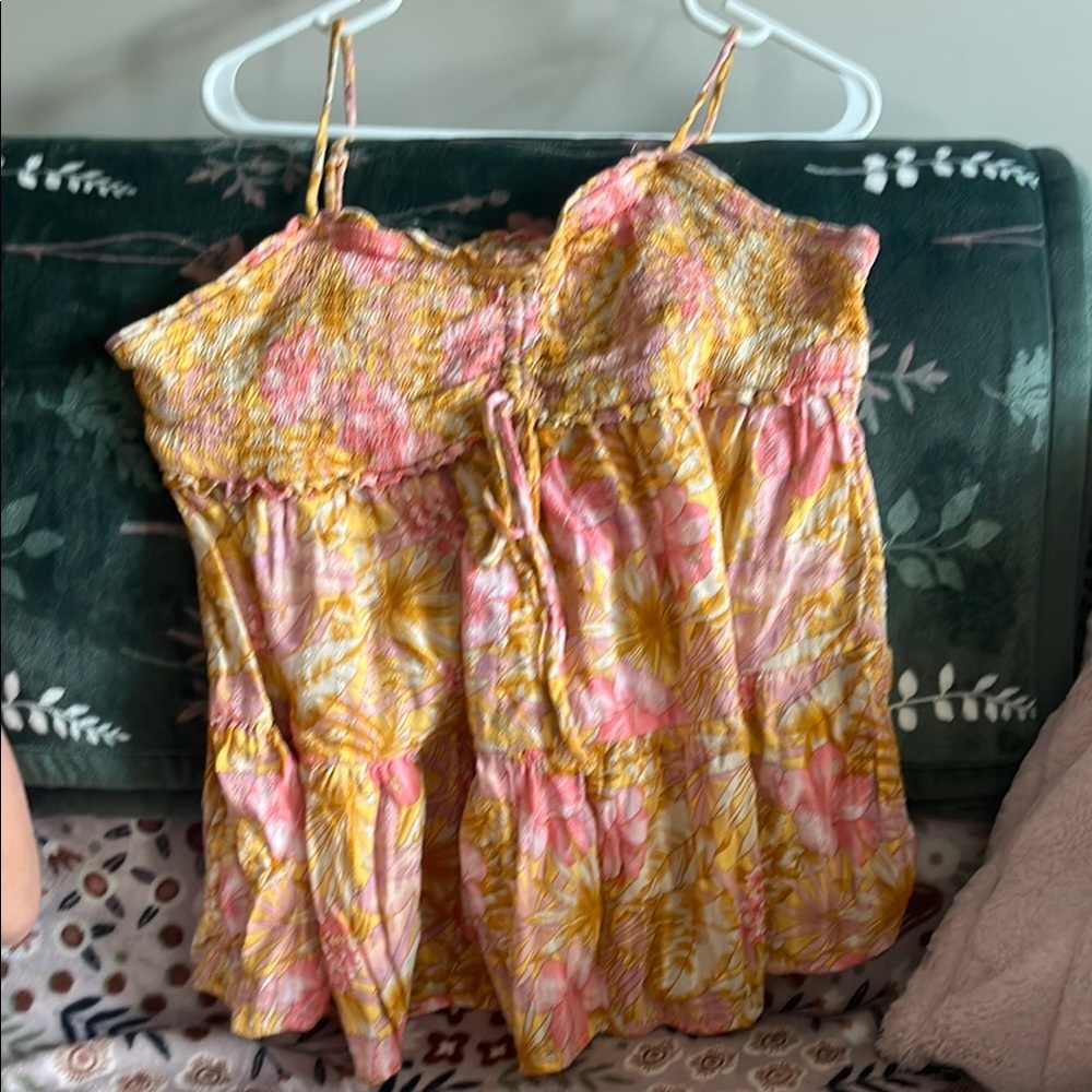 American Eagle Outfitters Floral Smocked Peplum Camisole Tank (medium)